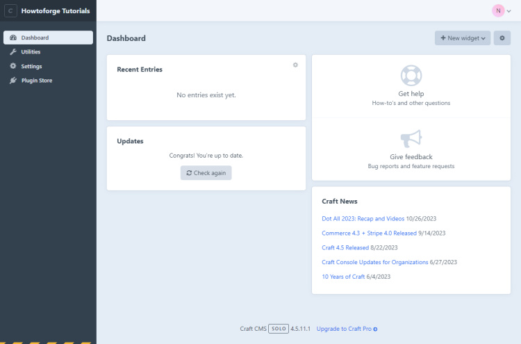 Craft CMS Admin Dashboard