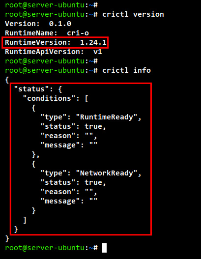 crictl comprobar info