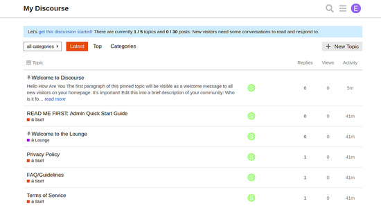 Discourse se ha configurado correctamente