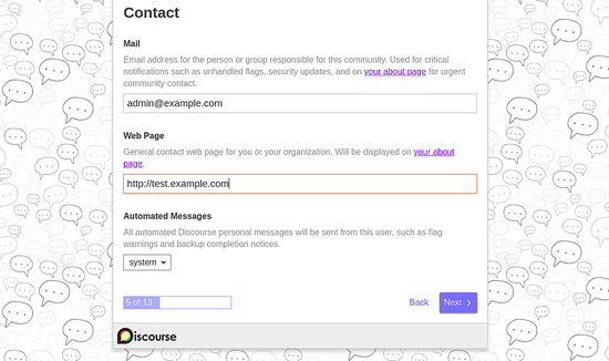Introduce los datos de contacto