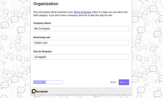 Configuración de la organización