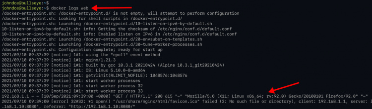 Registros de comprobación de Docker