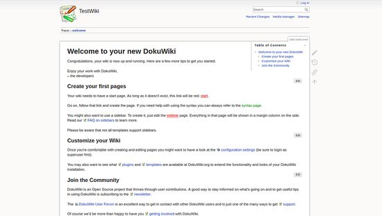 DokuWiki instalado con éxito