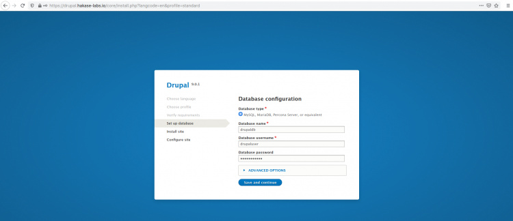Configurar la base de datos para Drupal