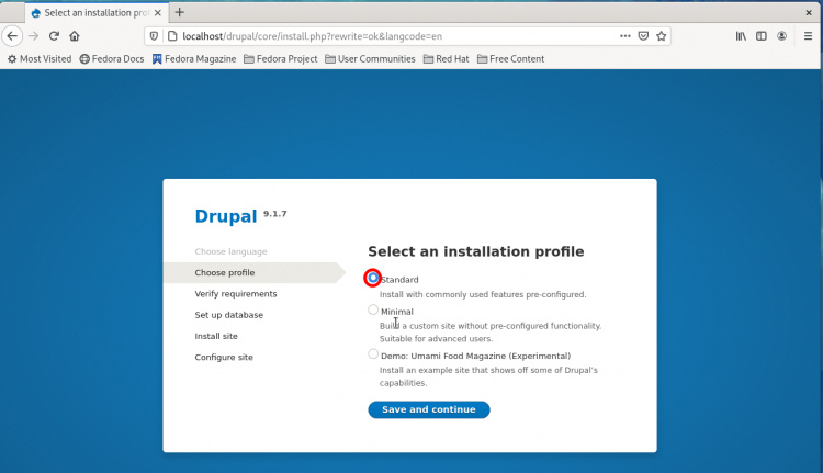 Selecciona el perfil de instalación