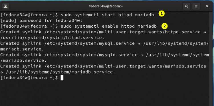 Iniciar habilitar mariadb apache
