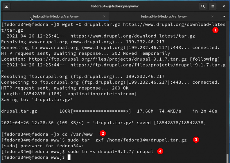 descargar y extraer drupal