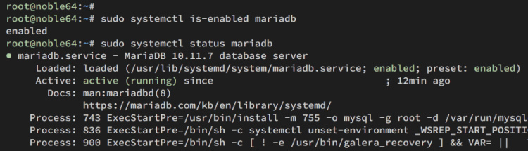 comprobar mariadb
