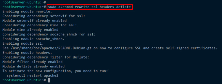 activar módulos apache2