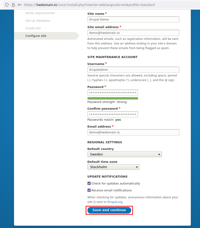 configuración de drupal