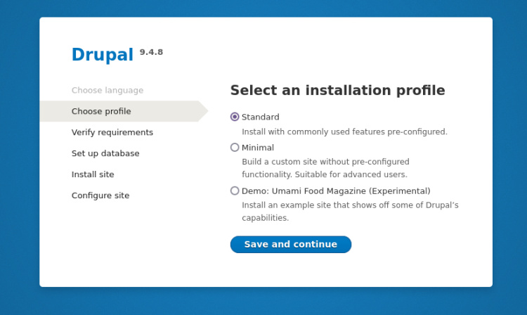 perfil de instalación