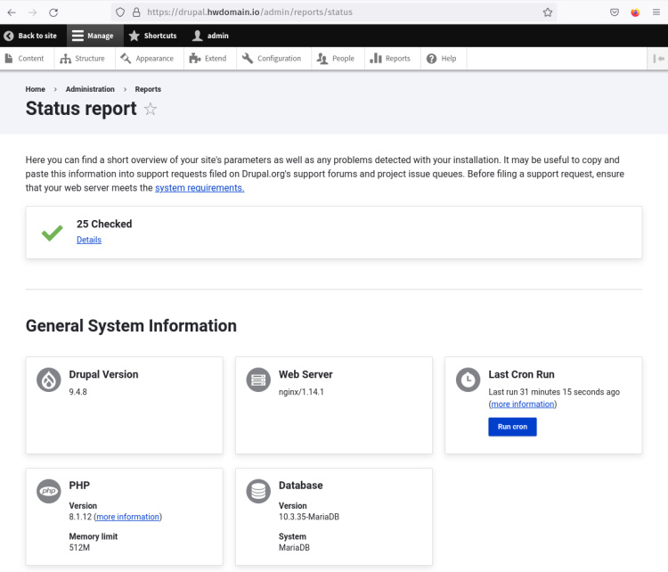 informes de estado de drupal