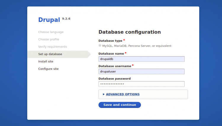 Configuración de la base de datos