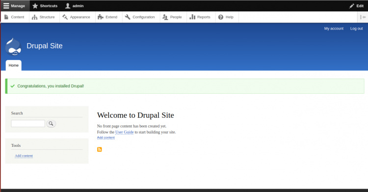 Drupal instalado con éxito