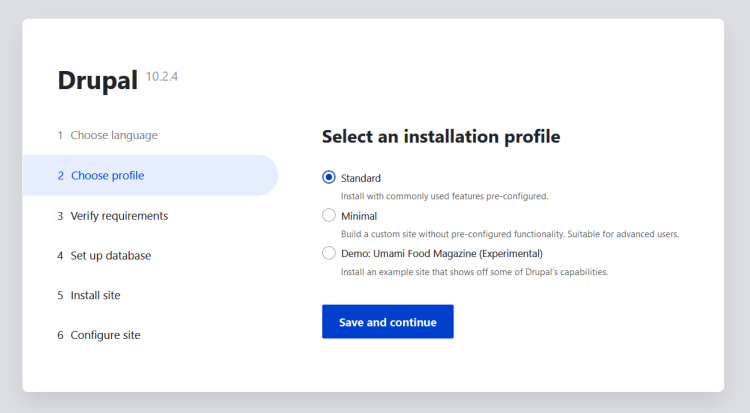 perfil de instalación