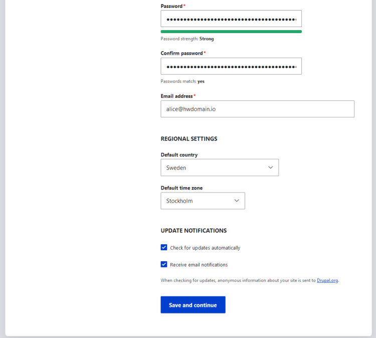 configuración del sitio