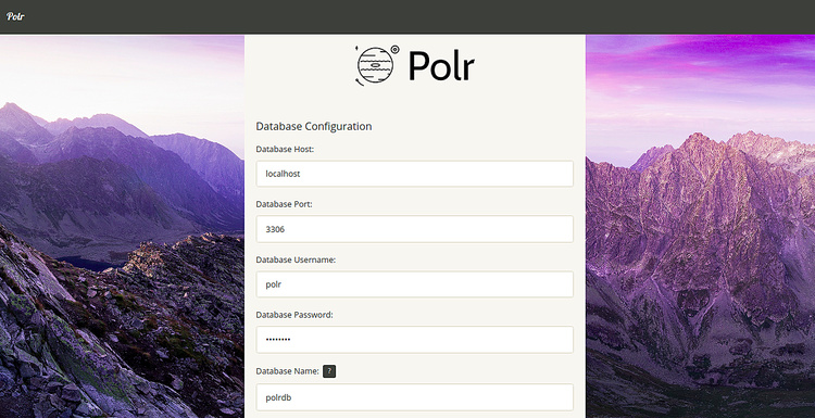 Configuración de la base de datos Polr
