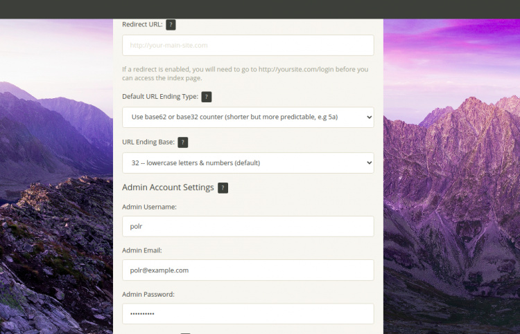 Configuración del acortador de URL