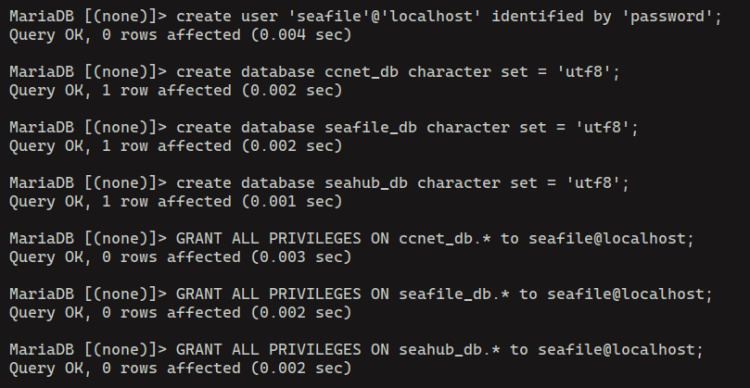 crear base de datos y usuario