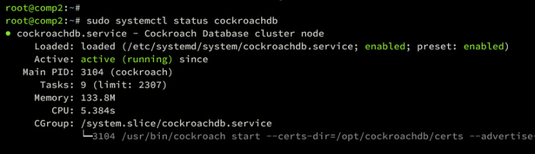 cockroachdb servicio comp2 estado