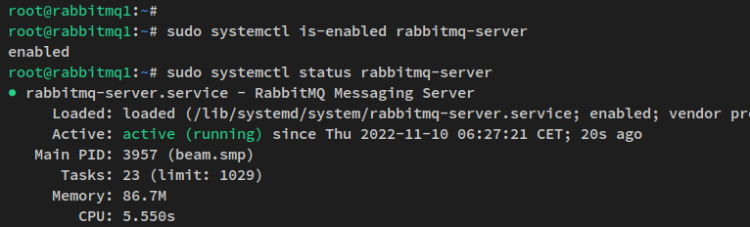 comprobar el servicio rabbitmq