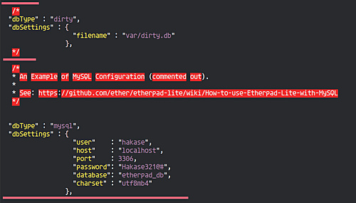 Configuración del Etherpad
