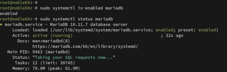 comprobar mariadb