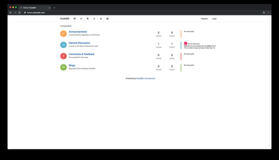 NodeBB en el navegador