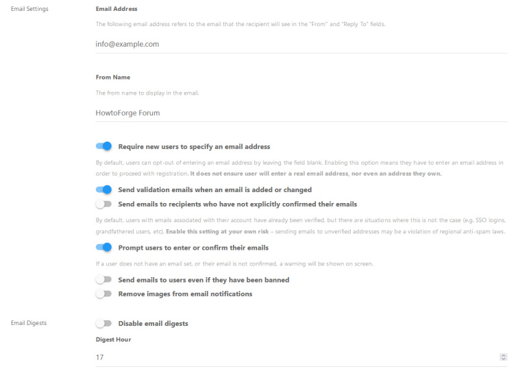 Configuración del correo electrónico del foro NodeBB