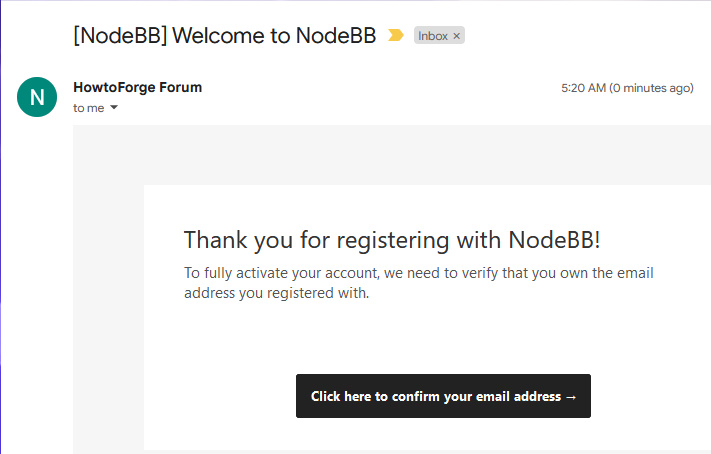Email de prueba del foro NodeBB