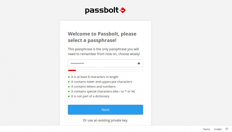 Establecer la contraseña de Passbolt