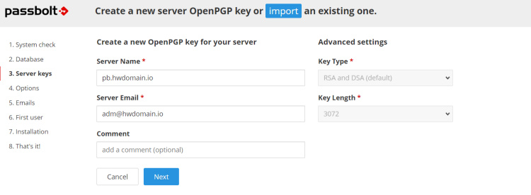 generar clave openpgp