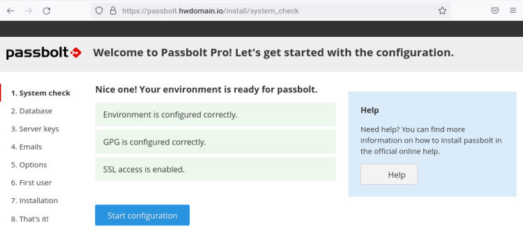 comprobación del sistema