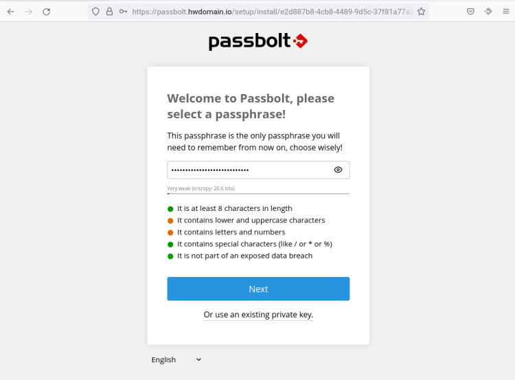 configurar frase de contraseña