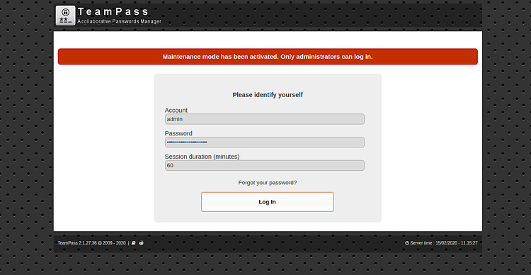 Página de TeamPass
