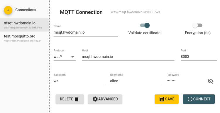 conéctate a mosquitto