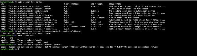 Busca un paquete en Helm Hub e intenta instalarlo