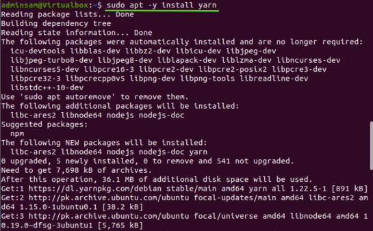 instalar yarn en Ubuntu 20.04