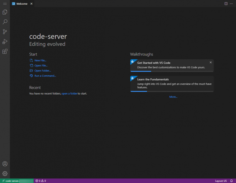 servidor de código Inicio