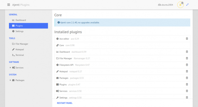 Plugins de Ajenti