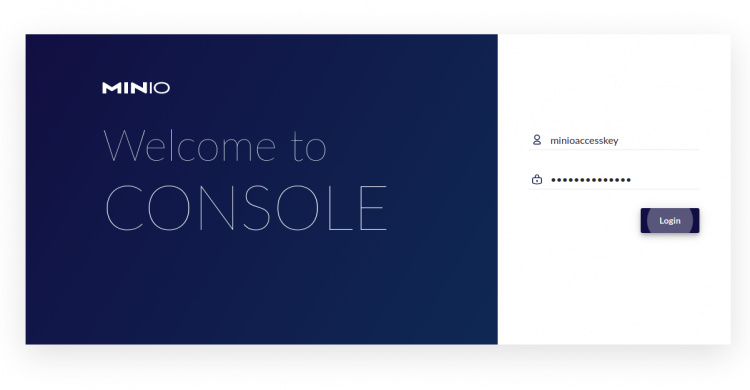 Inicio de sesión en MinIO