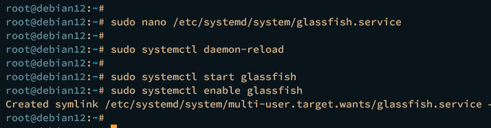 ejecutar glassfish systemd