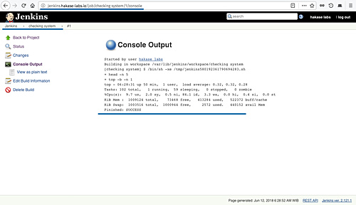 Resultado de la ejecución del trabajo Jenkins