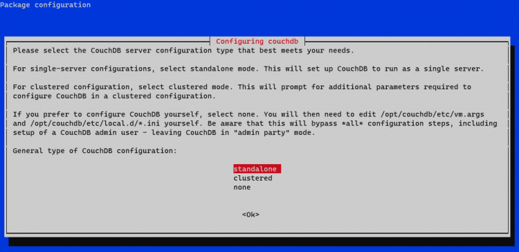 Tipo de configuración del servidor CouchDB