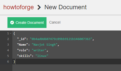 Datos del nuevo documento de CouchDB