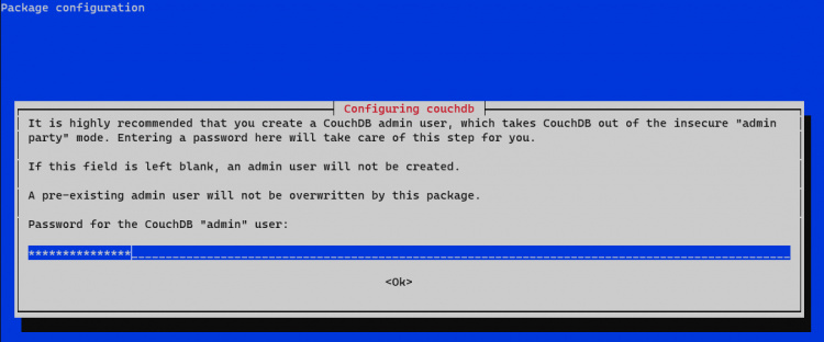 Configuración de la contraseña del administrador de CouchDB