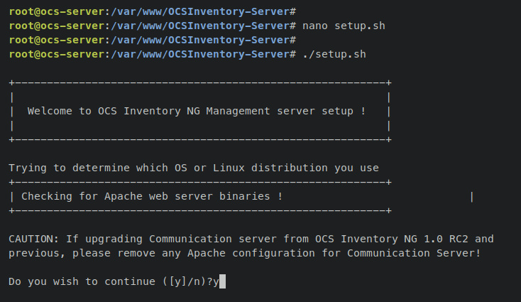 instalación del servidor ocs