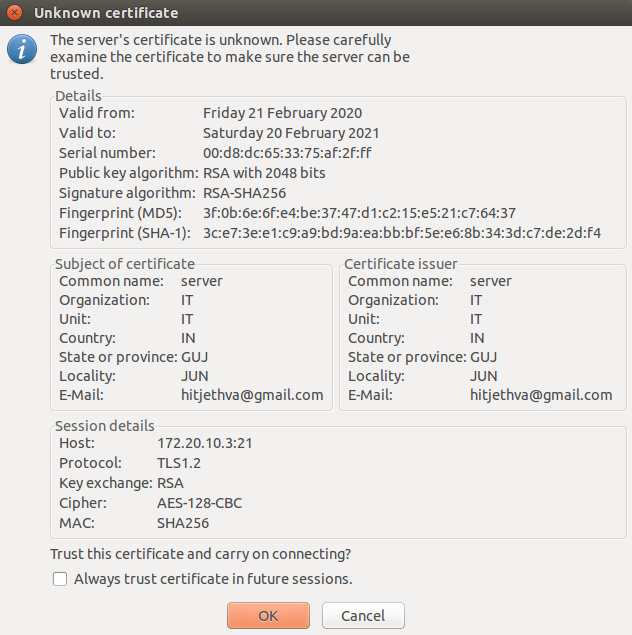 Aceptar certificado SSL