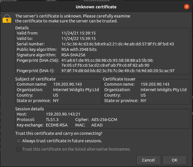 Aceptar certificado SSL
