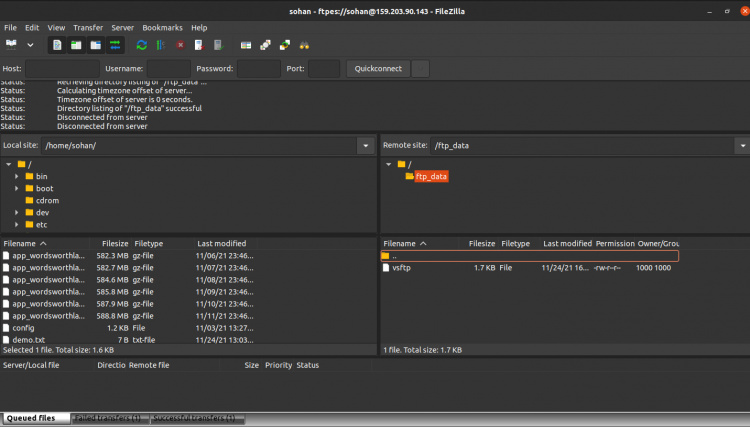 La conexión con el servidor FTP se ha realizado con éxito
